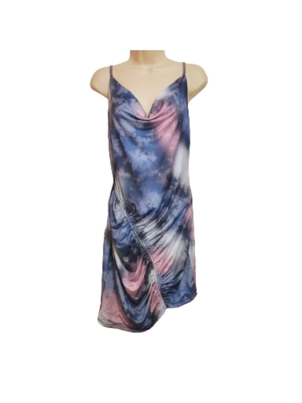 Bar III Ariana Blue Tie Dye Bodycon Mini Dress Medium